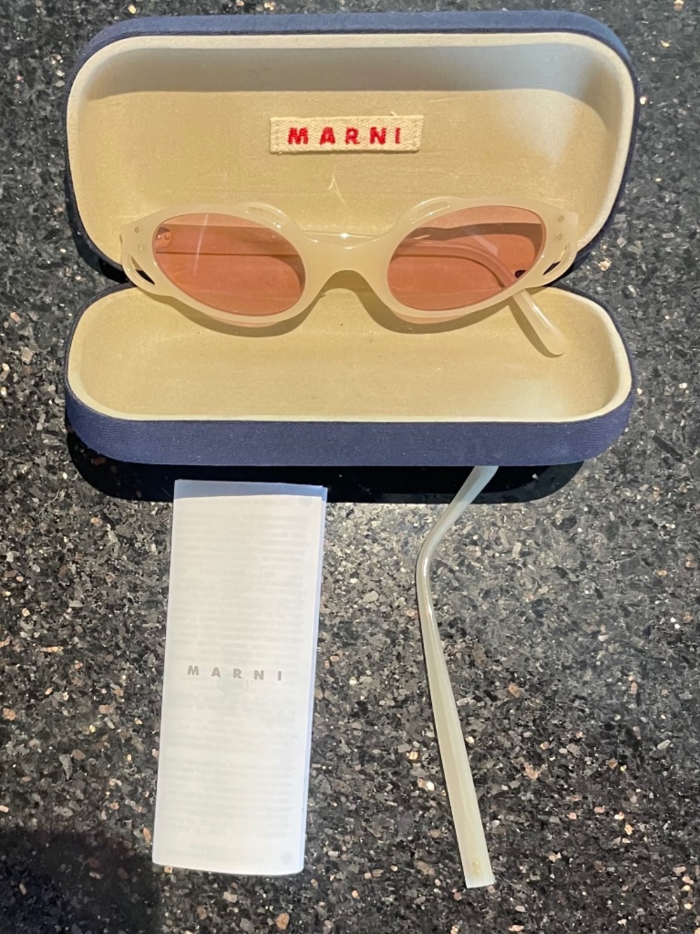 Marni Sunglasses Rose colored Bone frame New in Case Edgy Shape